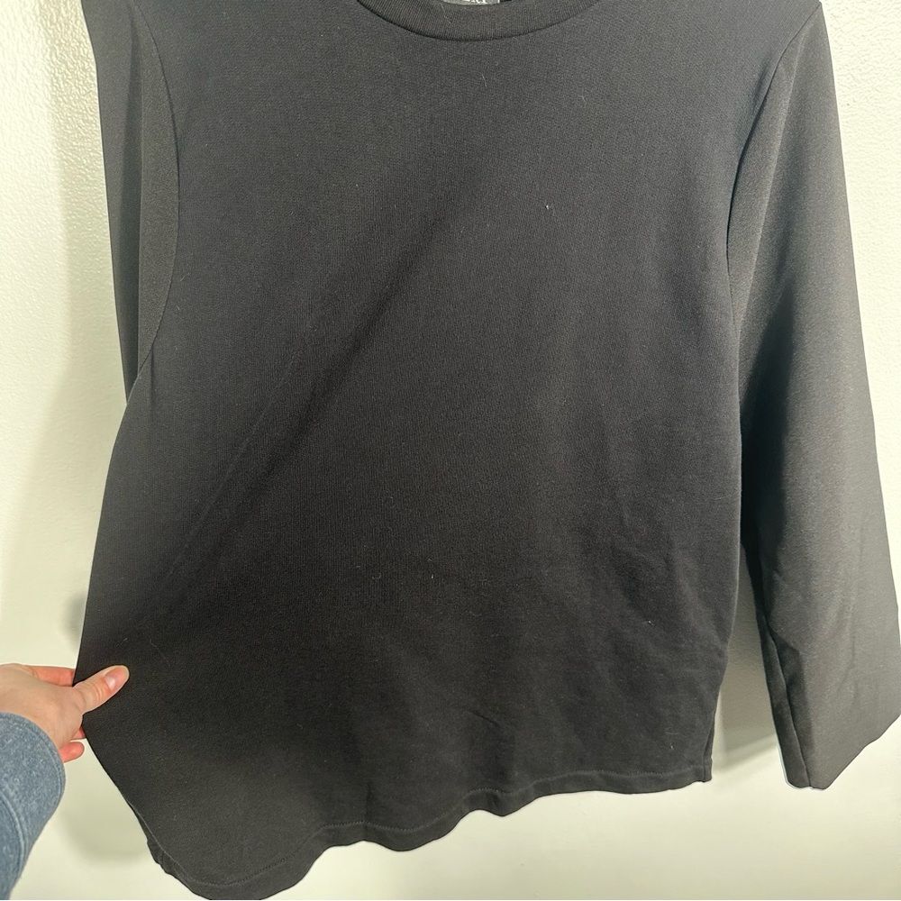 Zara Black Three-Button Long Sleeve Blouse Top Size Medium Minimalist Office - Picture 12 of 14